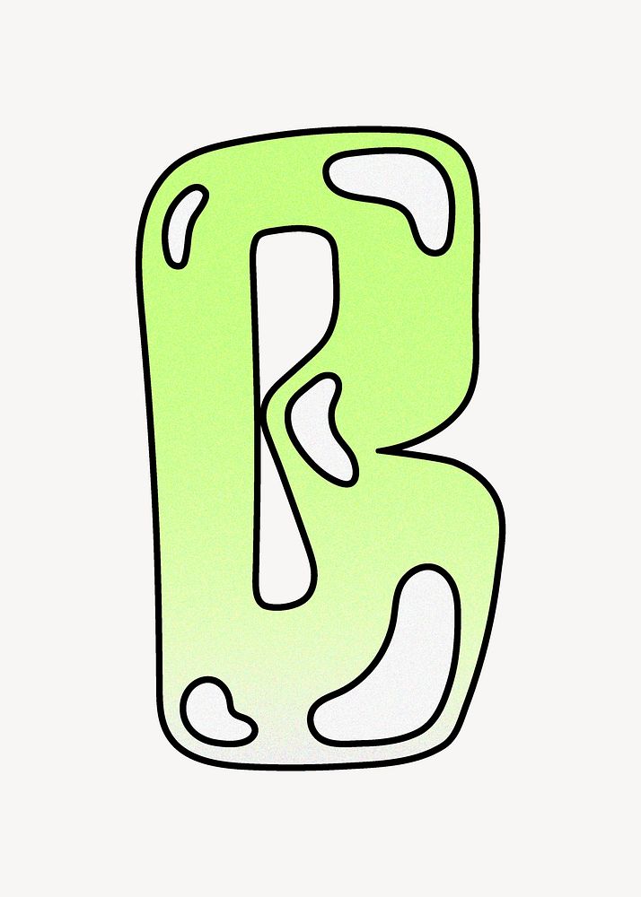 Letter B, cute funky lime green font illustration