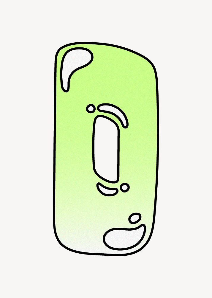 Letter O, cute funky lime green font illustration