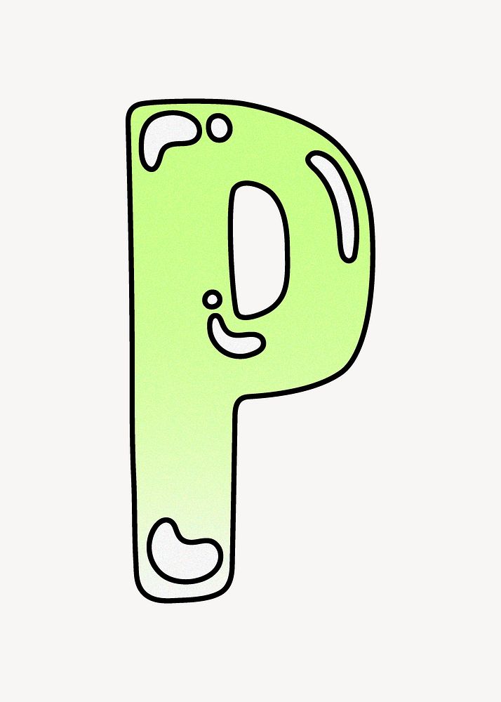 Letter P, cute funky lime green font illustration