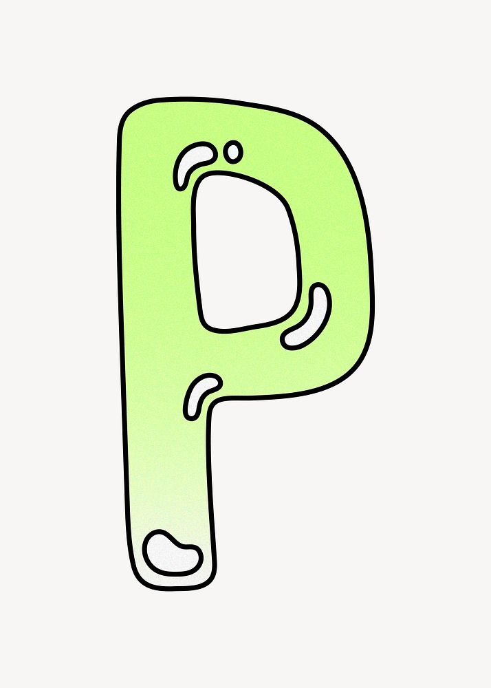 Letter P, cute funky lime green font illustration