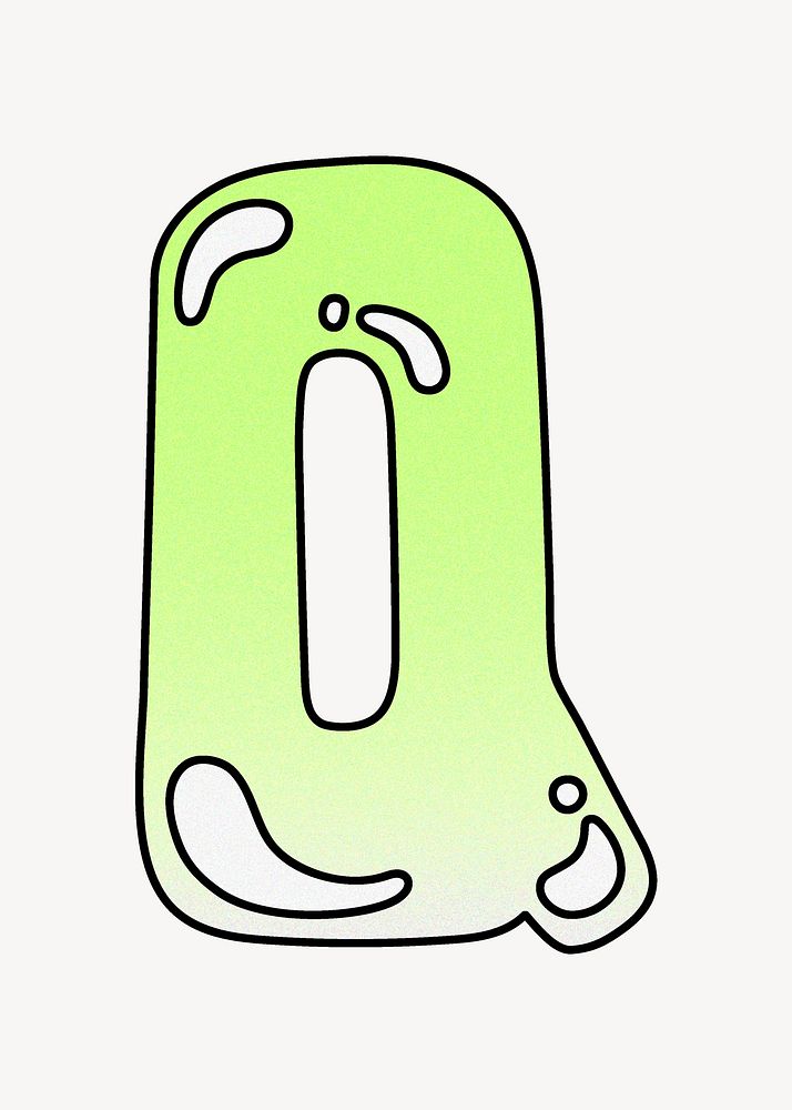 Letter Q, cute funky lime green font illustration