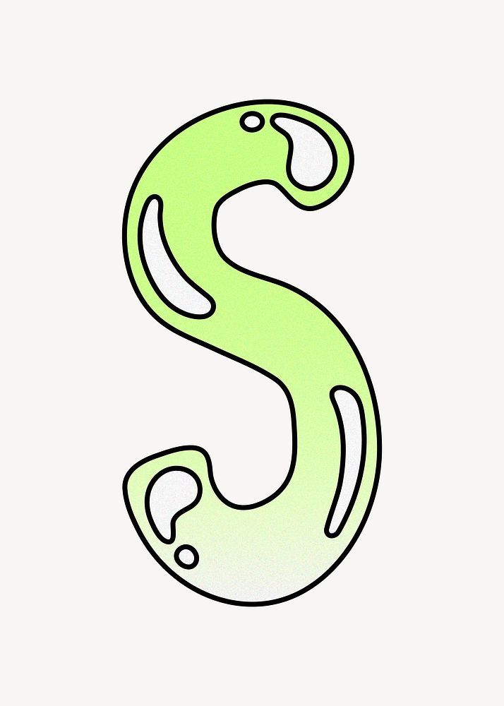 Letter S, cute funky lime green font illustration