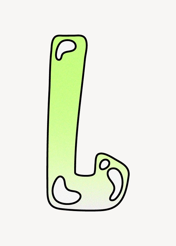 Letter L, cute funky lime green font illustration