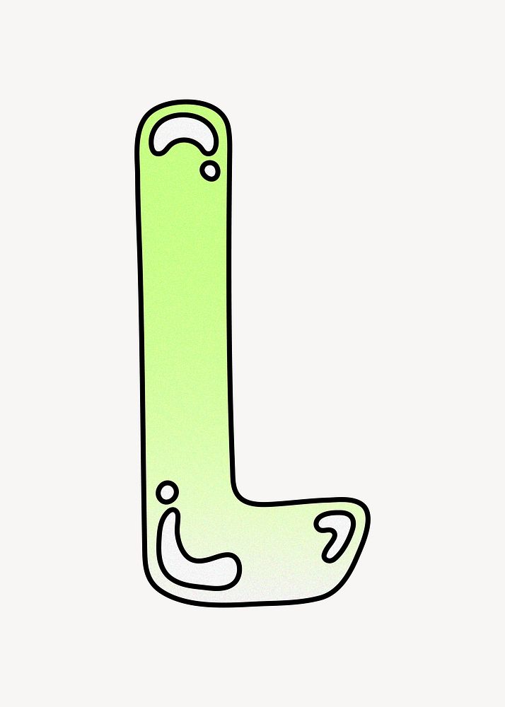 Letter L, cute funky lime green font illustration