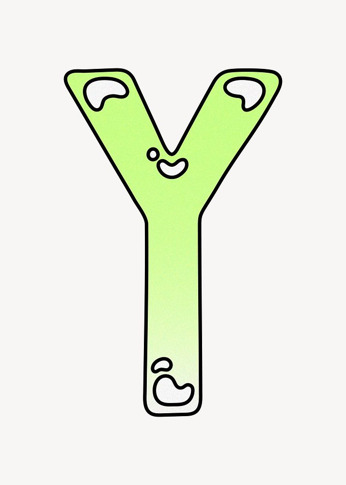 Letter Y, cute funky lime green font illustration