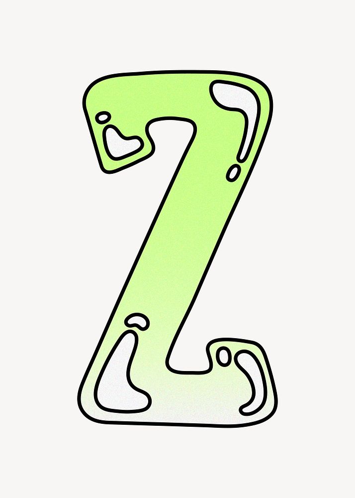 Letter Z, cute funky lime green font illustration