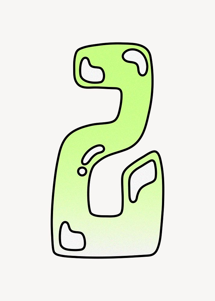 Number 2 gradient lime green font illustration