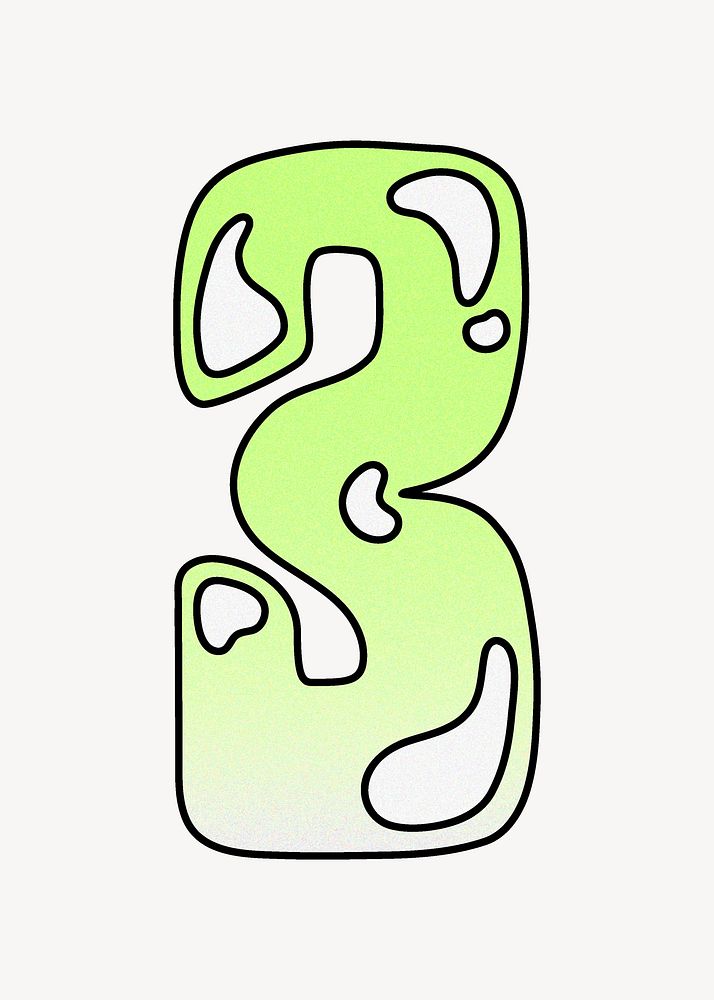 Number 3 gradient lime green font illustration