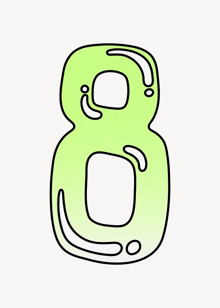 Number 8 gradient lime green font illustration