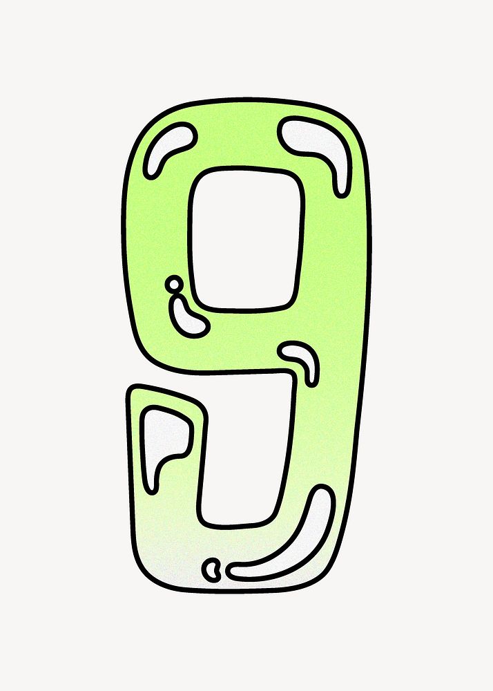 Number 9 gradient lime green font illustration