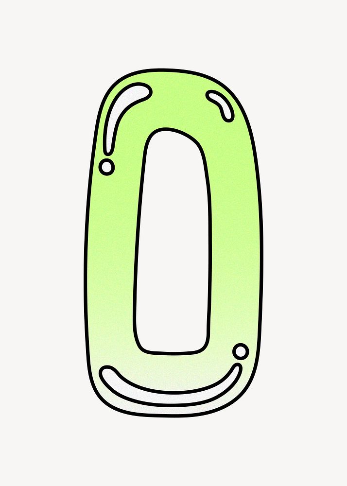 Number 0 gradient lime green font illustration