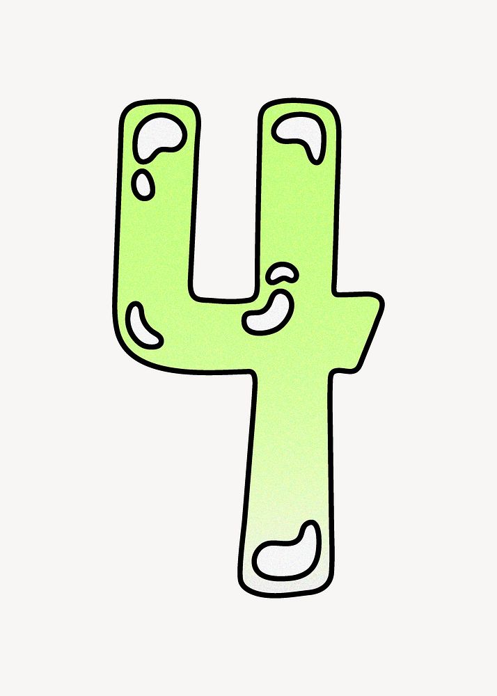 Number 4 gradient lime green font illustration