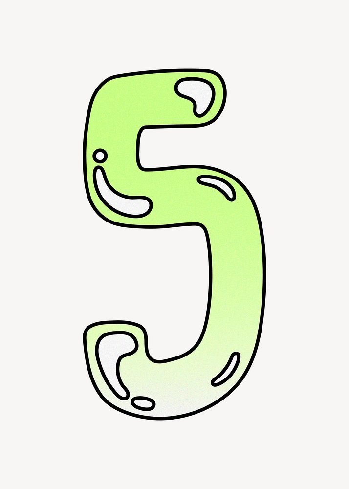 Number 5 gradient lime green font illustration
