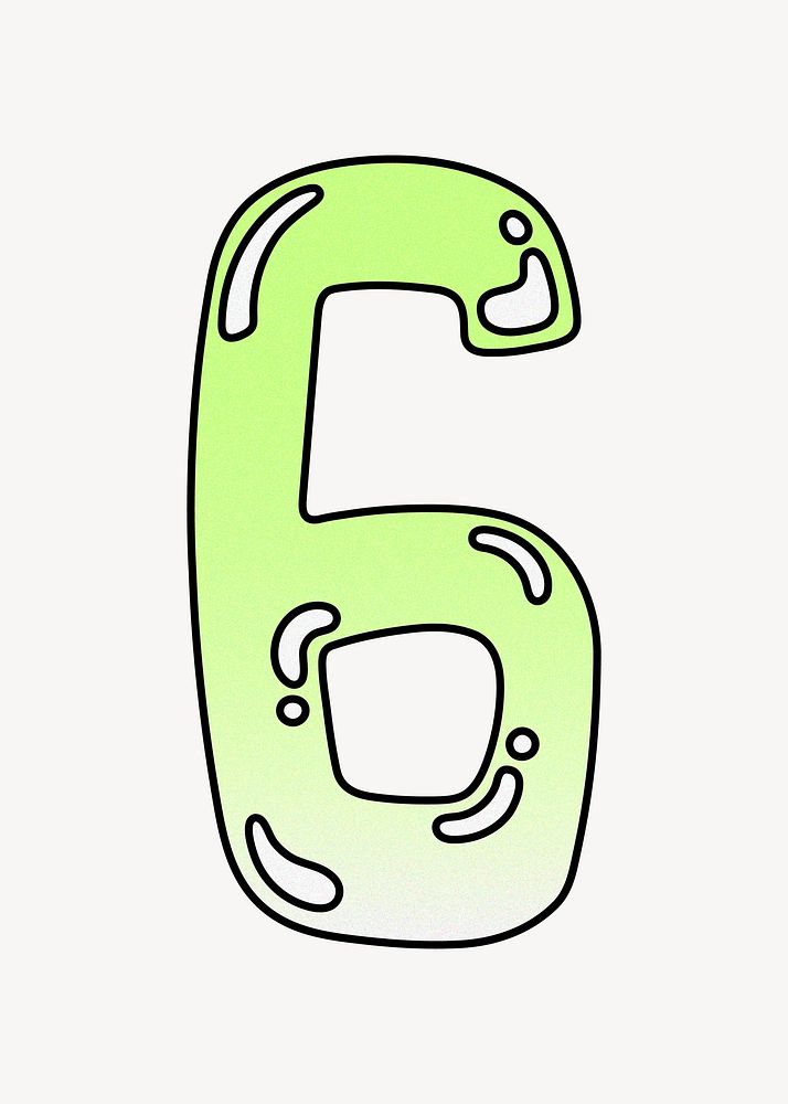 Number 6 gradient lime green font illustration
