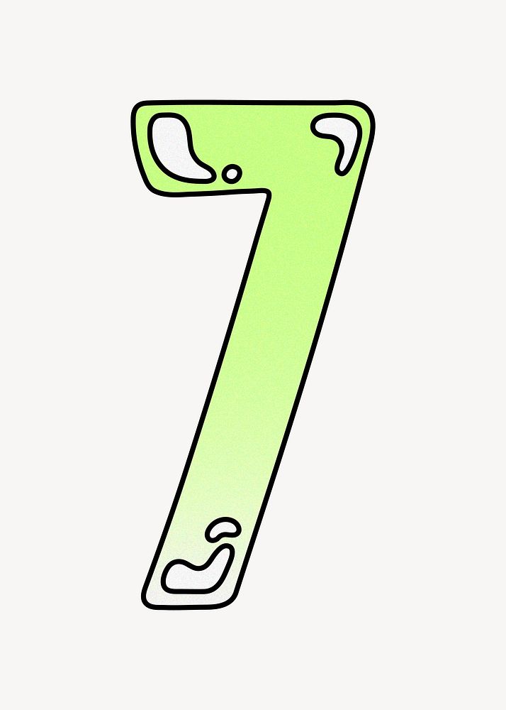 Number 7 gradient lime green font illustration