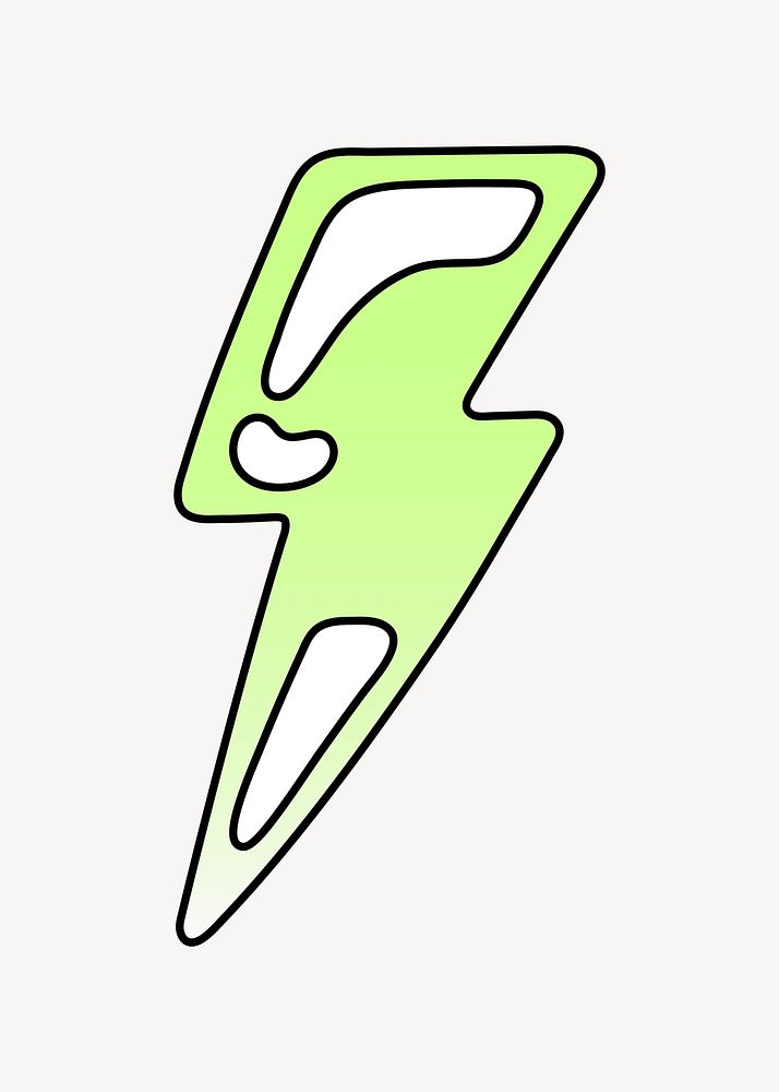 Lightning icon, funky lime green shape illustration