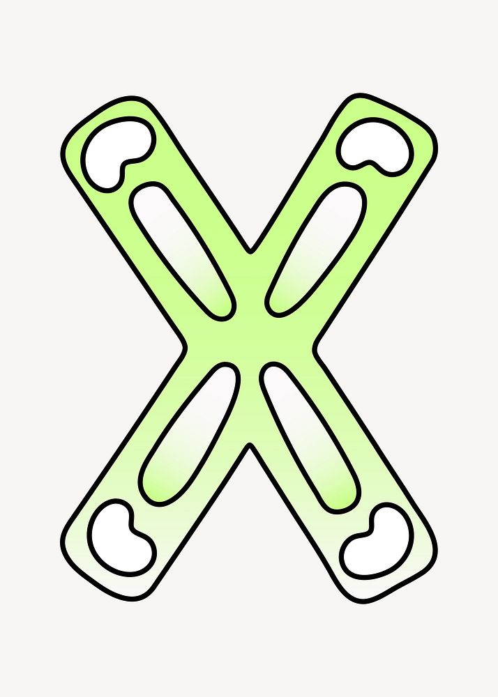 Cross mark icon, funky lime green shape illustration