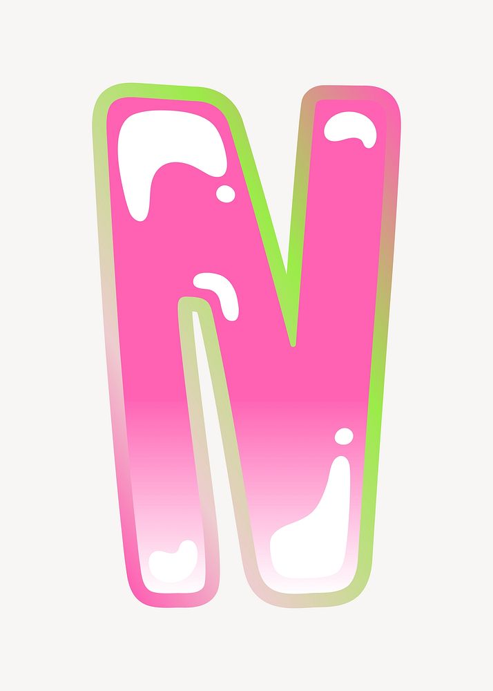 Letter N cute cute funky pink font illustration