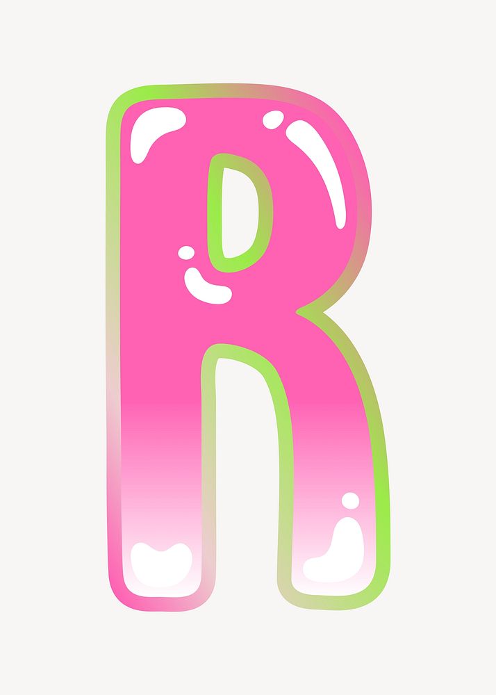 Letter R cute cute funky pink font illustration