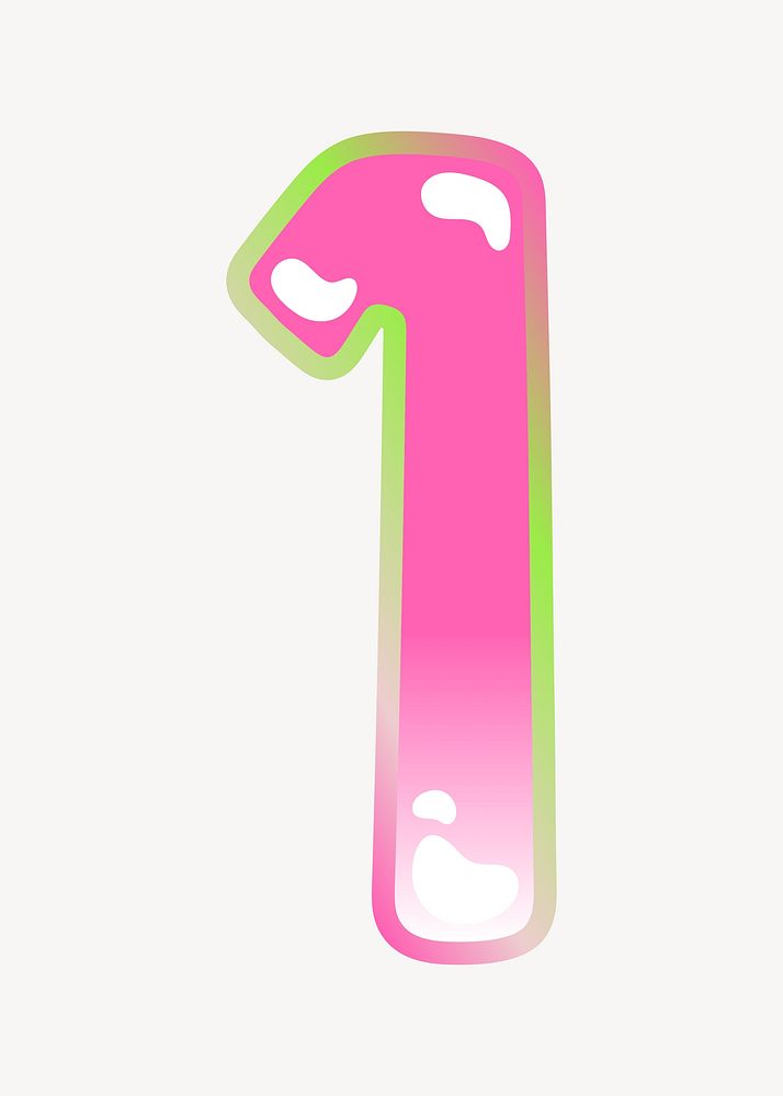 Number 1 cute cute funky pink font illustration