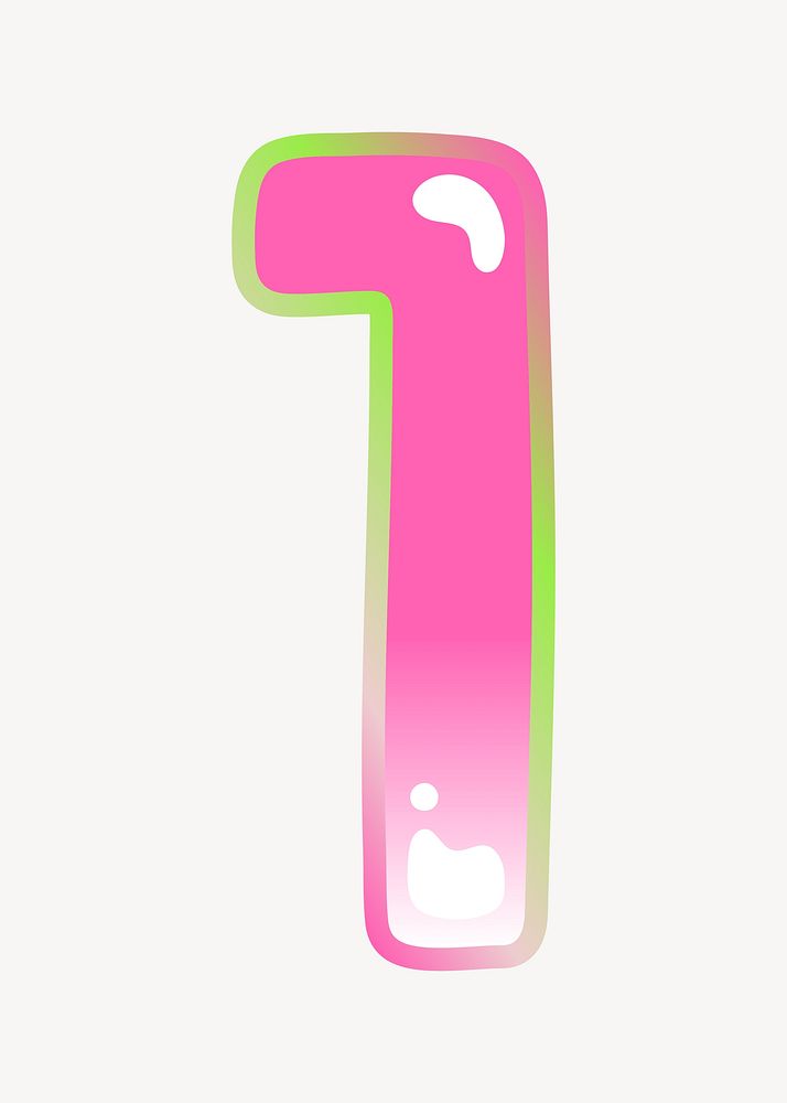 Number 1 cute cute funky pink font illustration