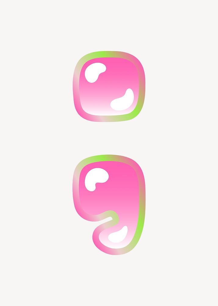 Semicolon  sign, cute pink funky illustration