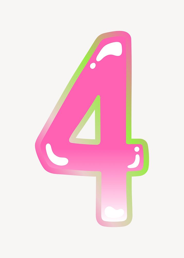 Number 4 cute cute funky pink font illustration