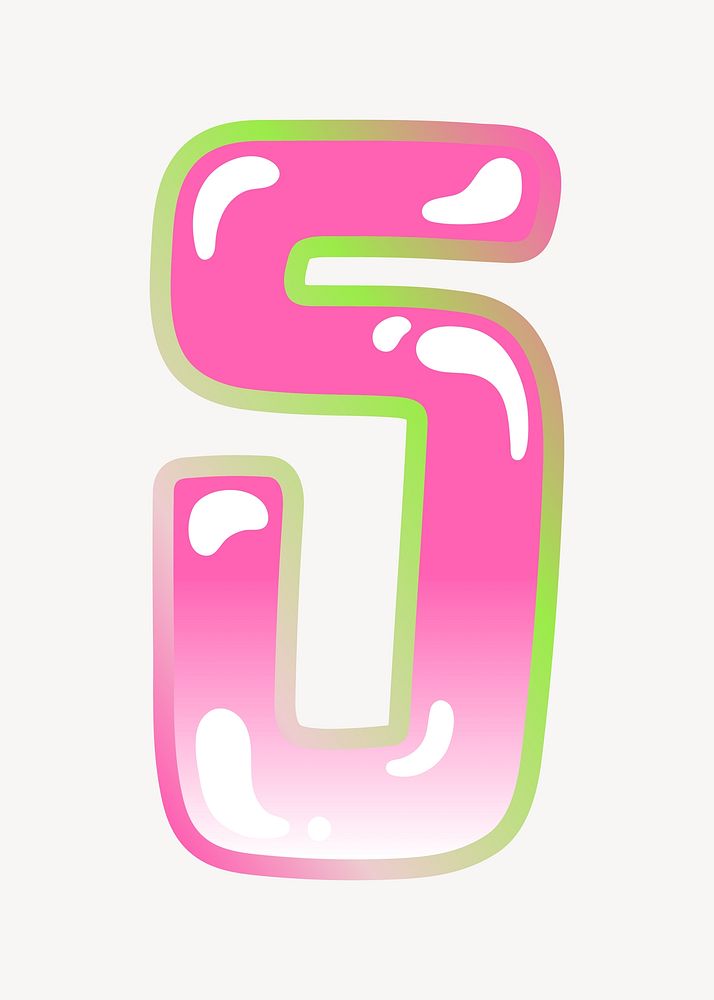 Number 5 cute cute funky pink font illustration