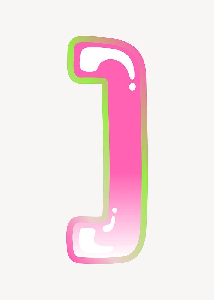 Square bracket  sign, cute pink funky illustration