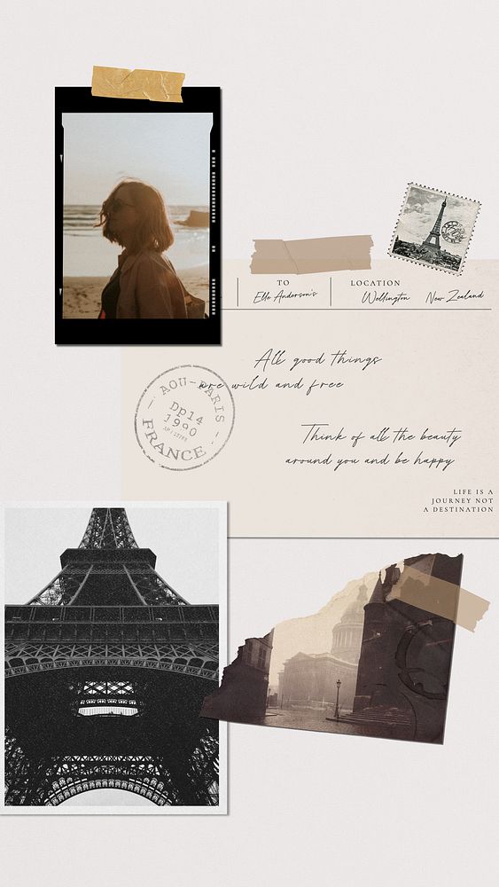Aesthetic Paris travel mood board  collage