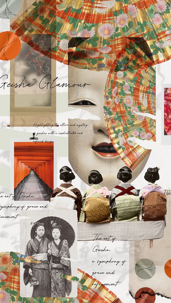 Japanese geisha mood board  collage
