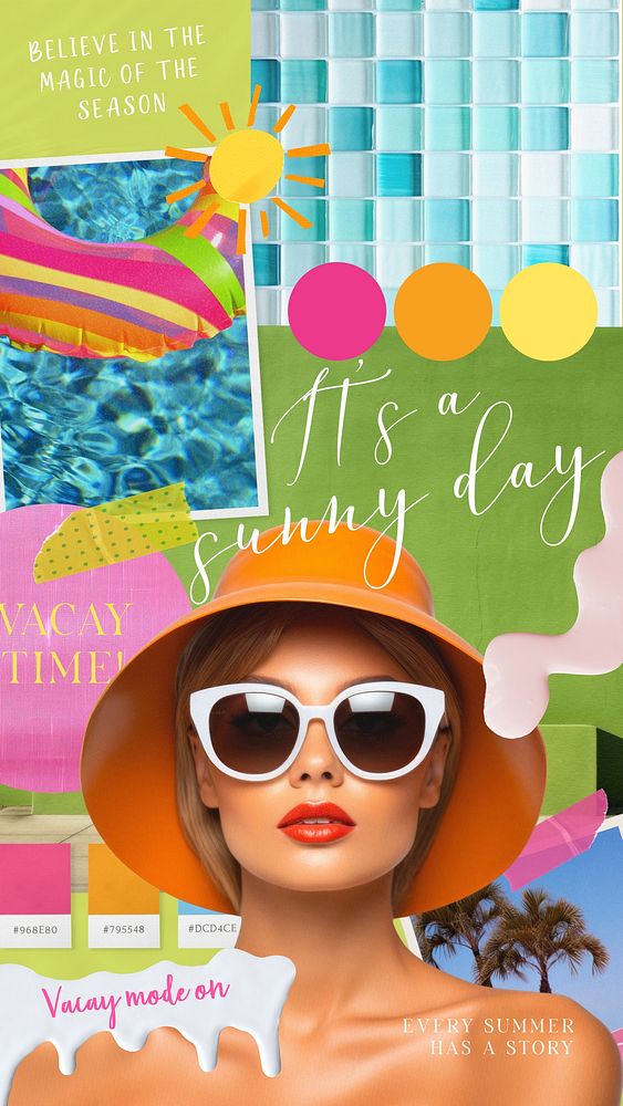Colorful Summer vacation mood board  collage