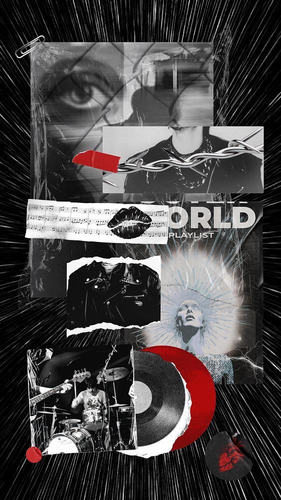 Dark music mood board  collage
