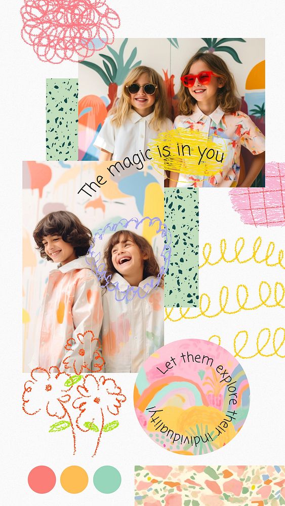 Colorful Kids mood board  collage