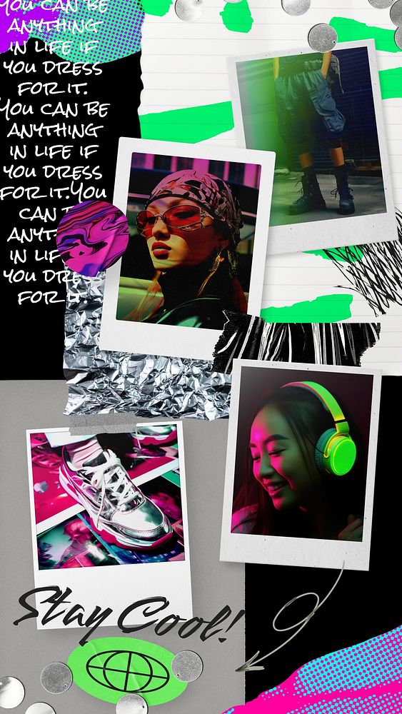 Neon street lifestyle mood board  collage