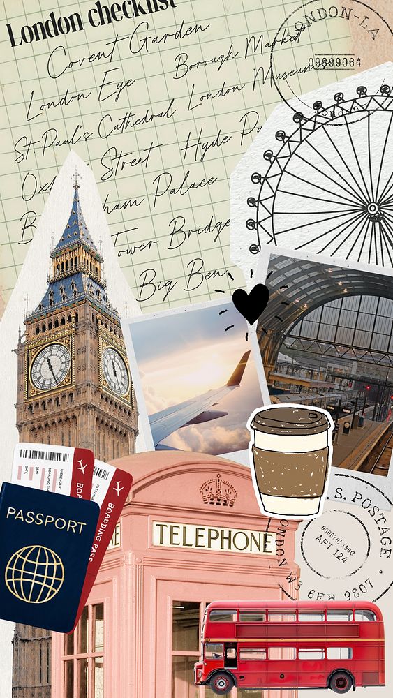 UK travel journey mood board  collage