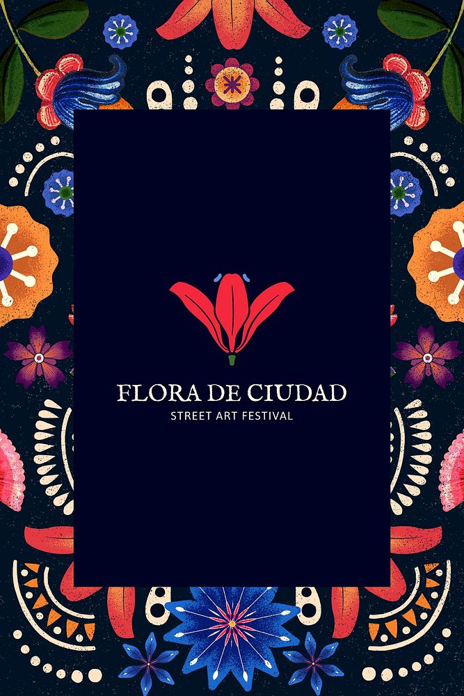 Editable social media template, Mexican flower design