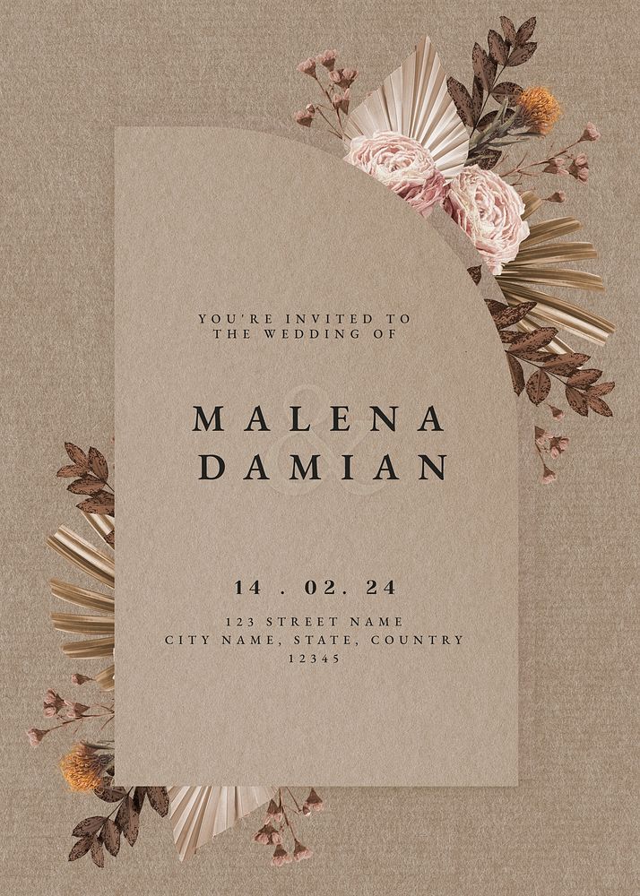 Wedding invitation card template, aesthetic design