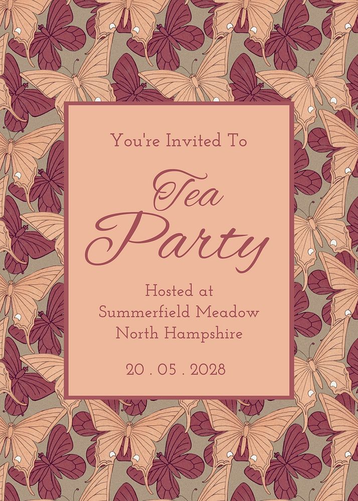 Tea party invitation card template