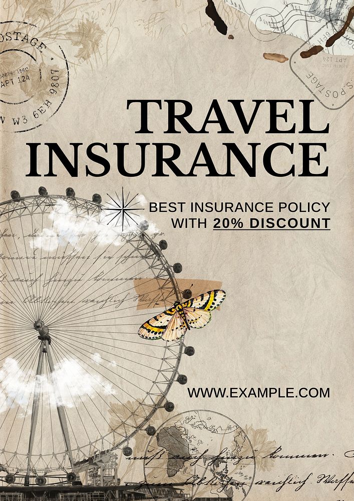 Travel insurance Ephemera poster template