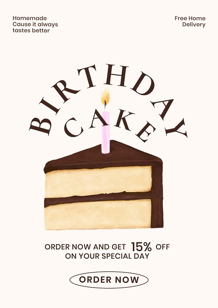 Birthday cake  poster template, bakery shop ad