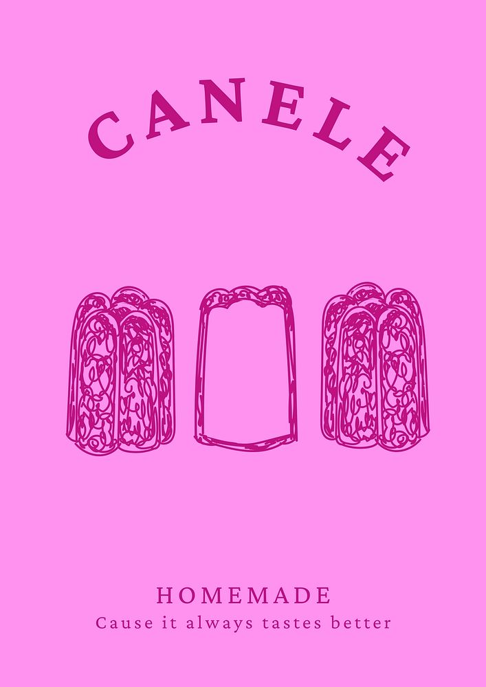 Pink canele editable poster template, homemade bakery shop