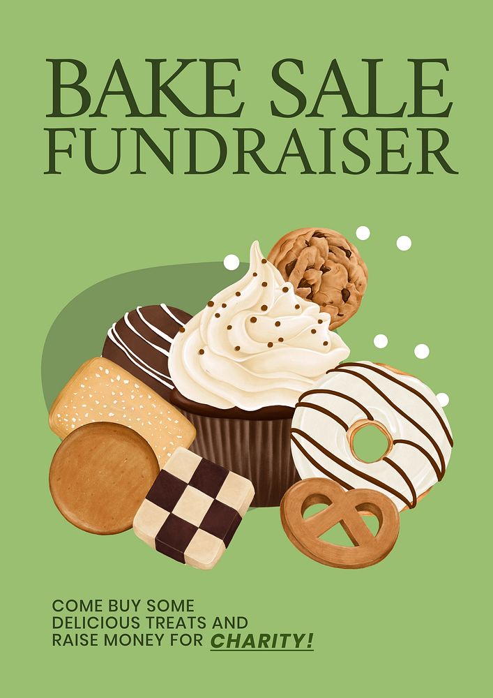 Bake sale editable poster template, charity ad