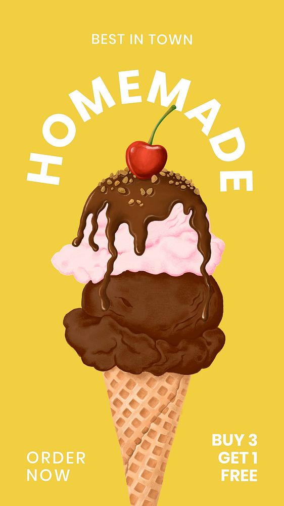 Ice-cream shop Instagram story template, dessert ad