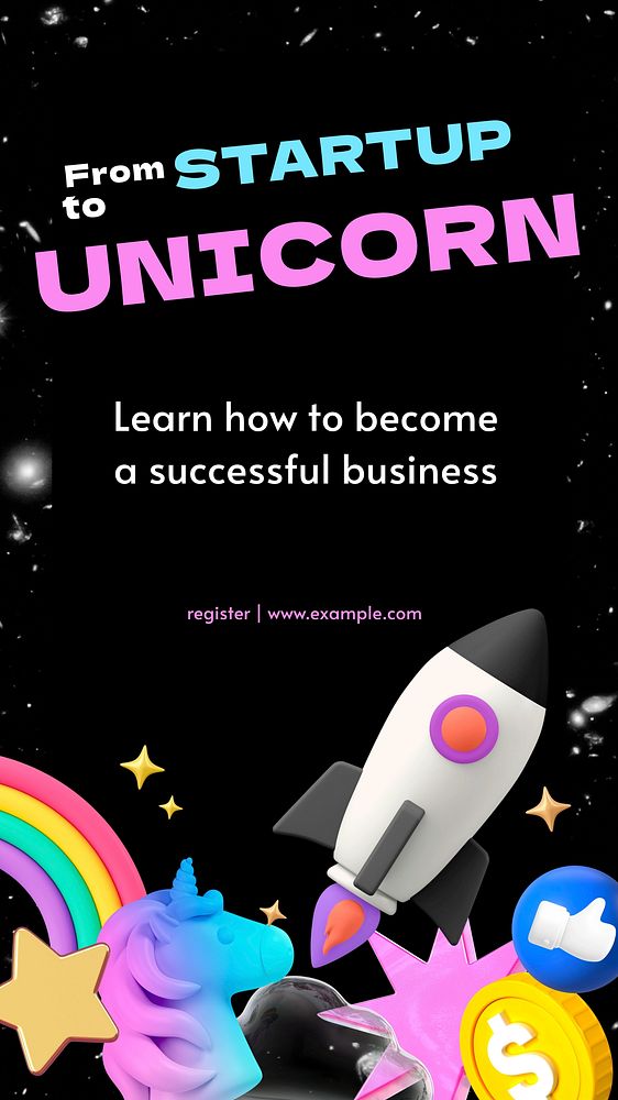 Startup unicorn Instagram story template, editable design