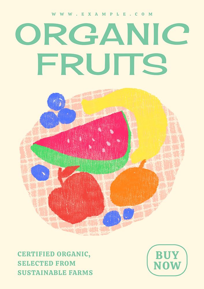 Colorful fruits poster template