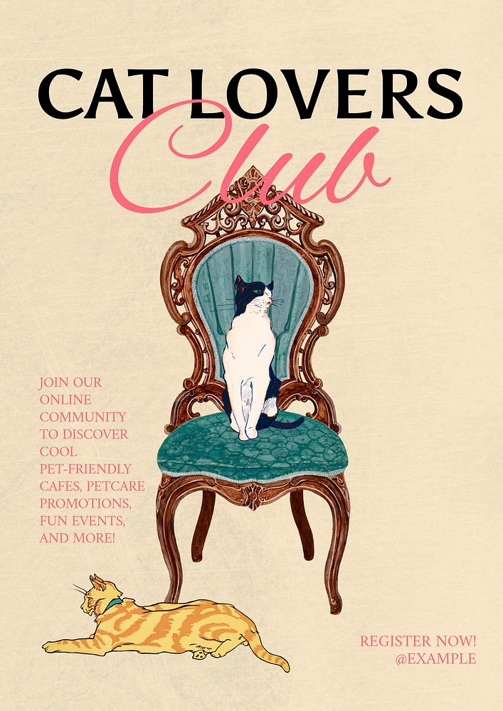 Cat lovers club poster template