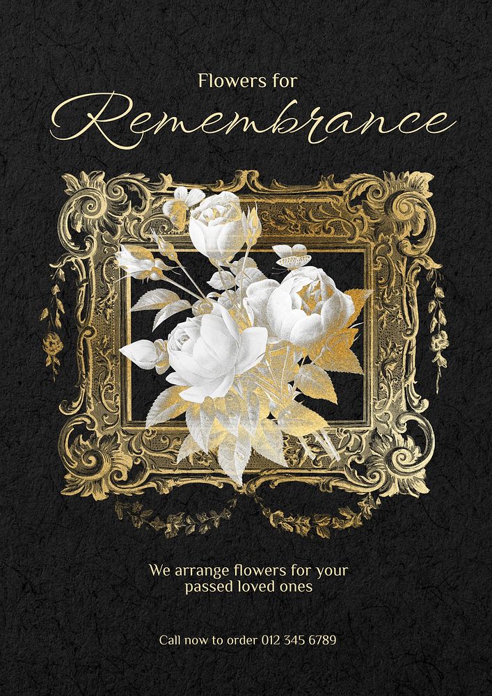 Remembrance flower arrangement poster template