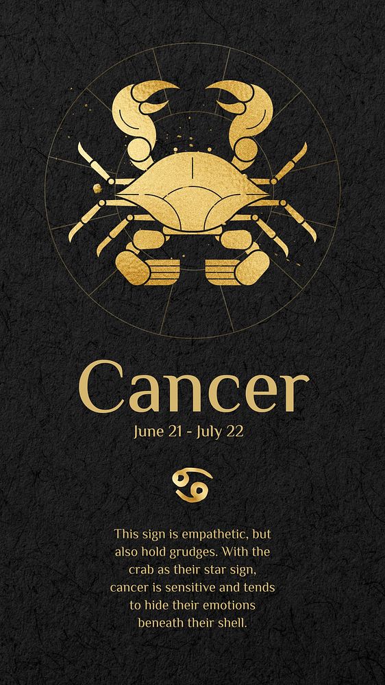 Cancer   gold Art Nouveau horoscope sign remixed by rawpixel