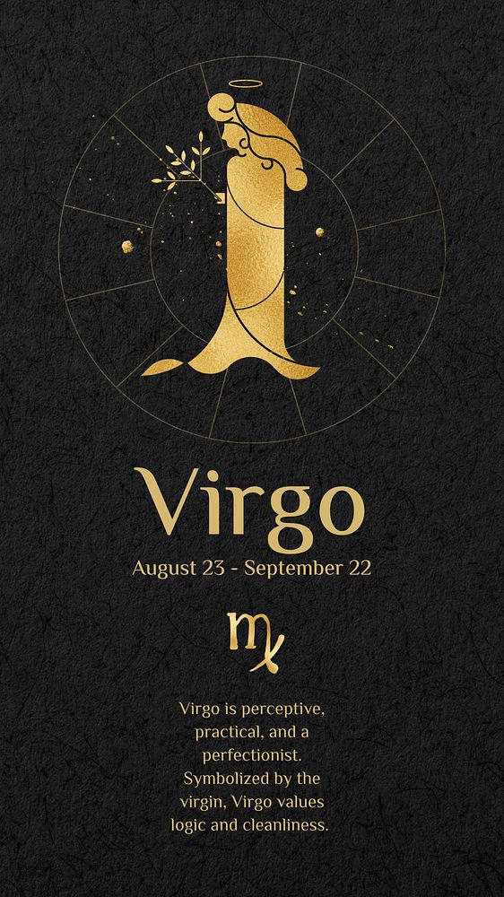 Virgo   gold Art Nouveau horoscope sign remixed by rawpixel